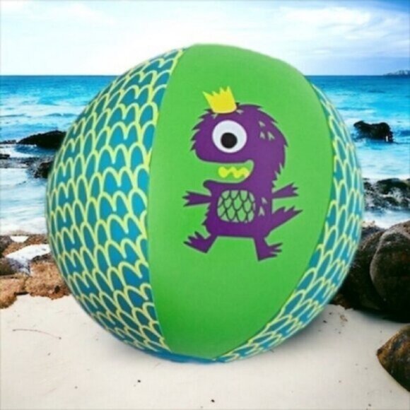Inflatable Monster Beach Ball Green Blue - Picture 1 of 2